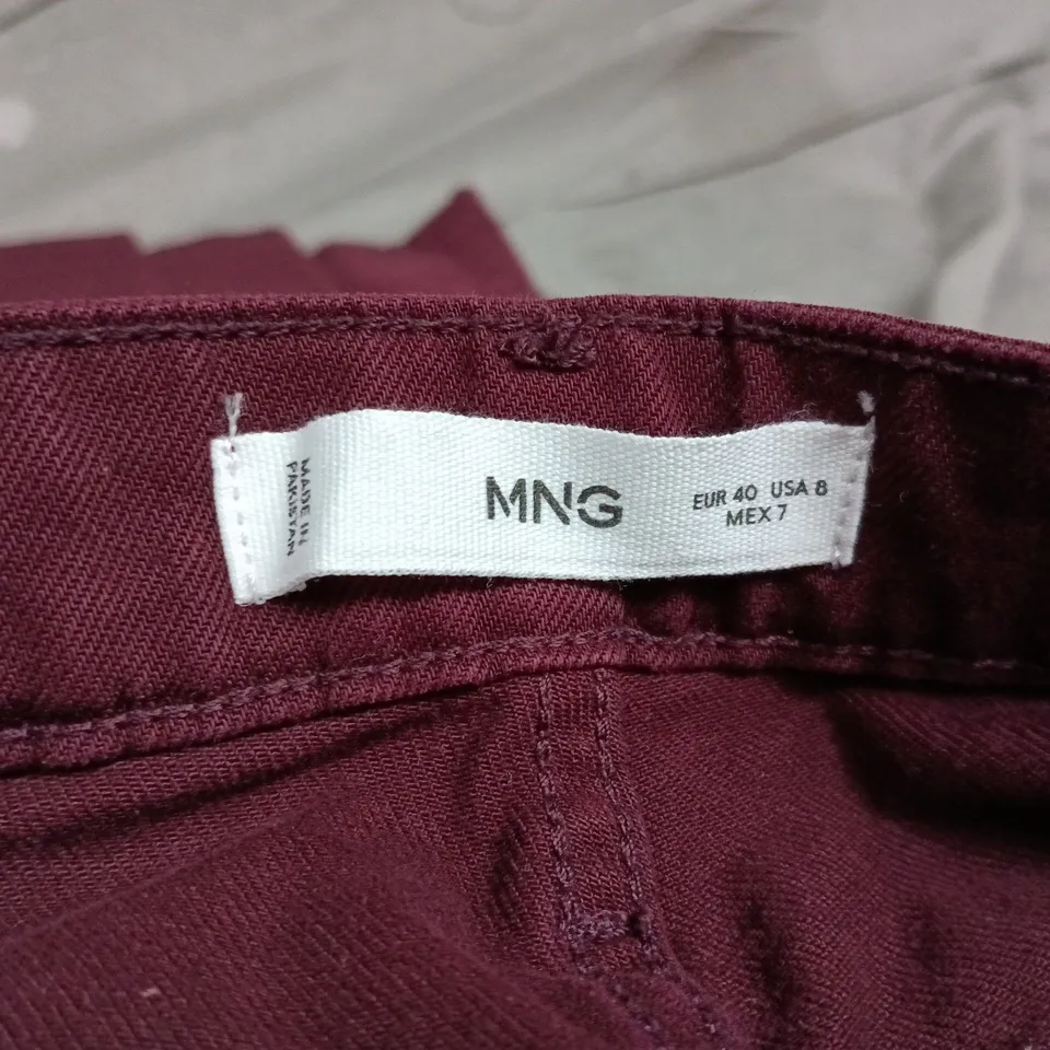 UK 12 MNG WIDE-LEG TROUSERS – BURGUNDY (EU 40)