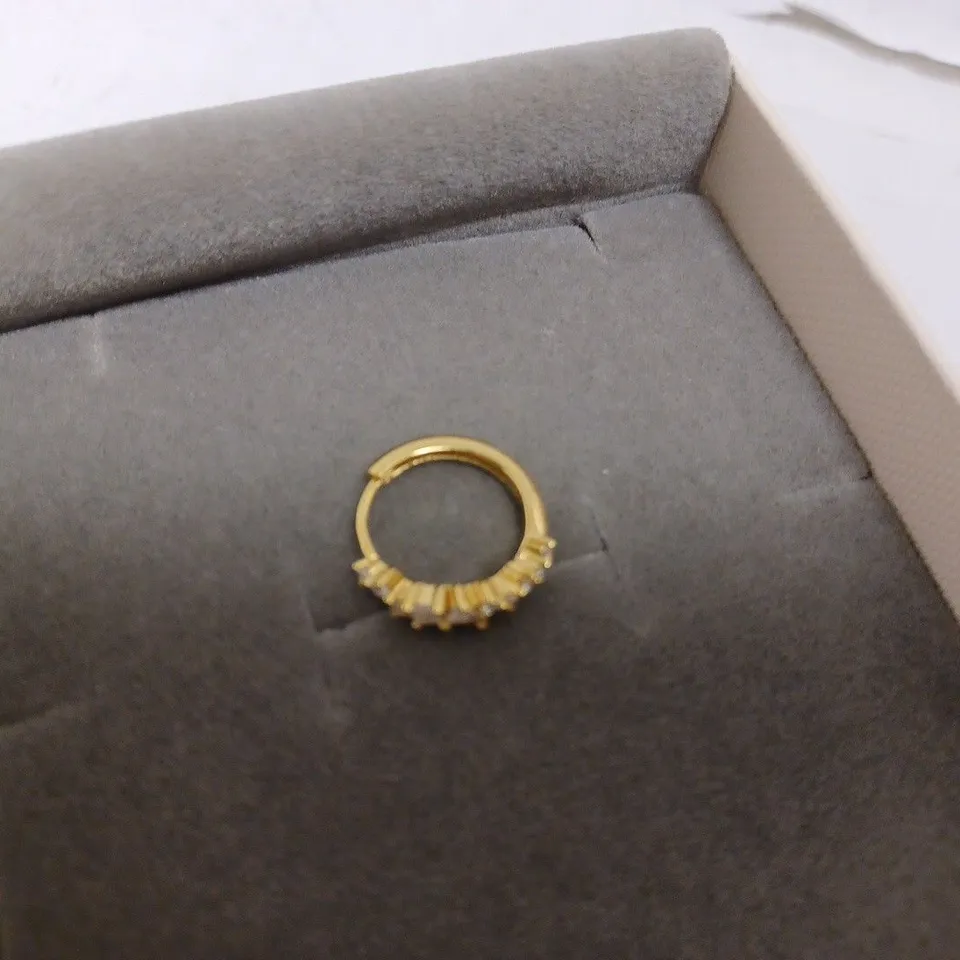 ASTRID & MIYU GOLD EFFECT LOOP EARRING WITH SPARKLE STONES