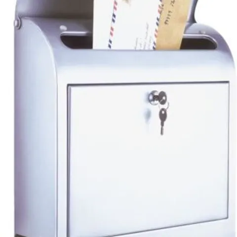 BOXED AXENTIA LETTERBOX NEWSPAPER HOLDER WALL MOUNTED WEATHER-RESISTANT STEEL SILVER YELLOW 38X12.5X46CM