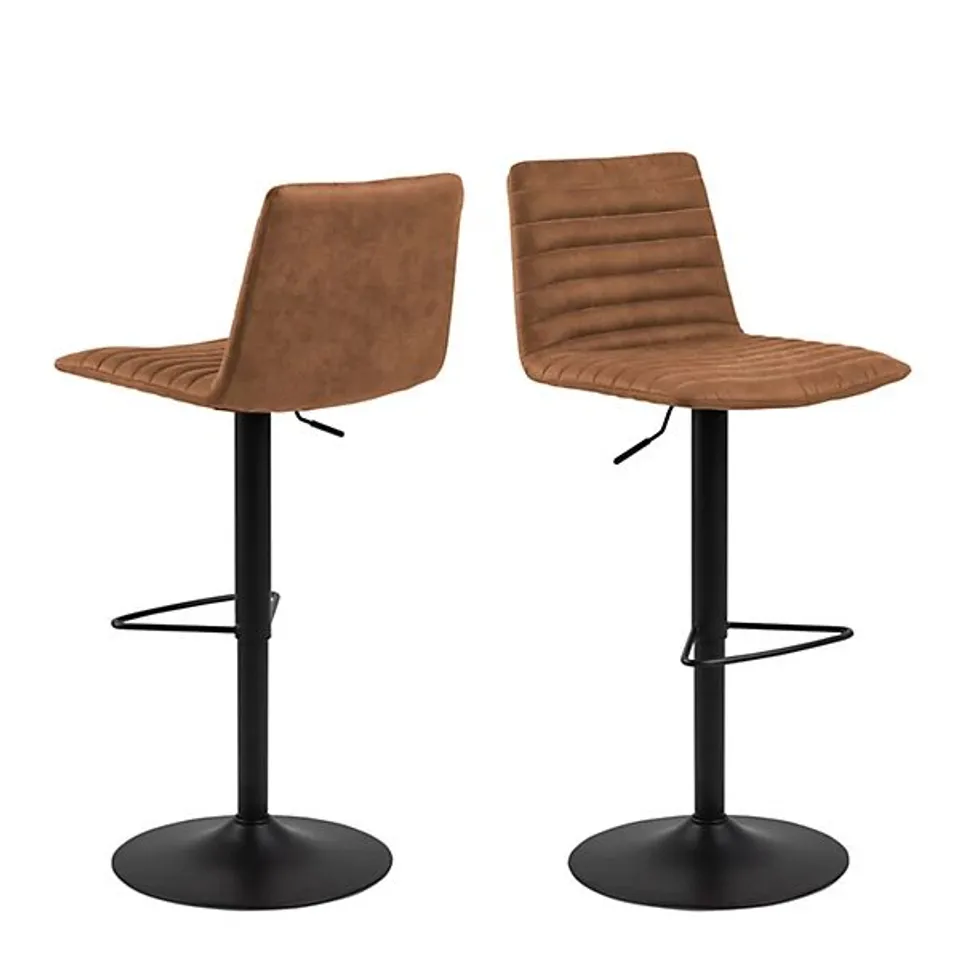 BOXED KIMMY BAR STOOL WITH BROWN FABRIC IN SET OF 2