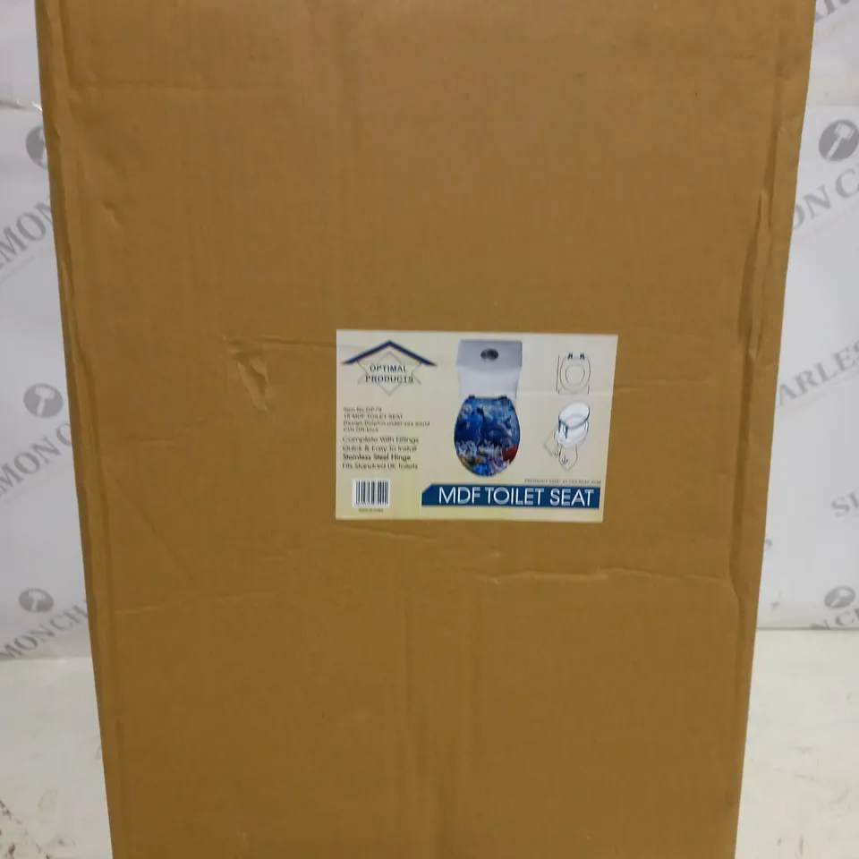 BOXED MDF TOILET SEAT - BLUE UNDER SEA DOLPHIN