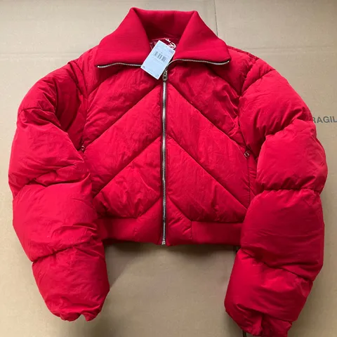 MANGO SIZE S RED WATER REPELLENT CROPPED JACKET