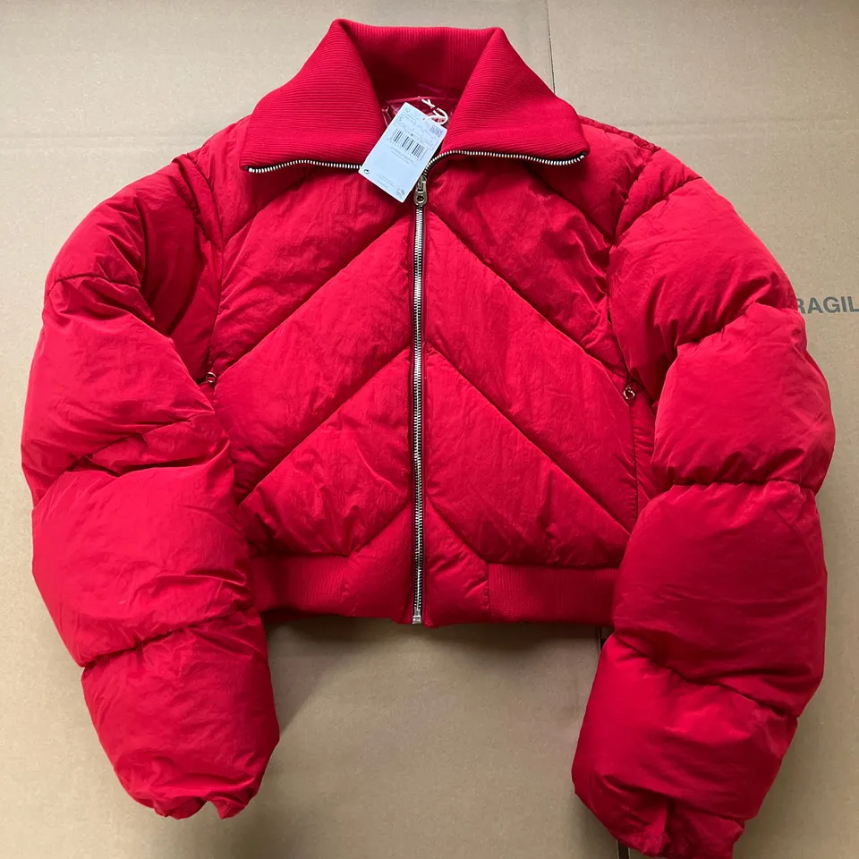 MANGO SIZE S RED WATER REPELLENT CROPPED JACKET