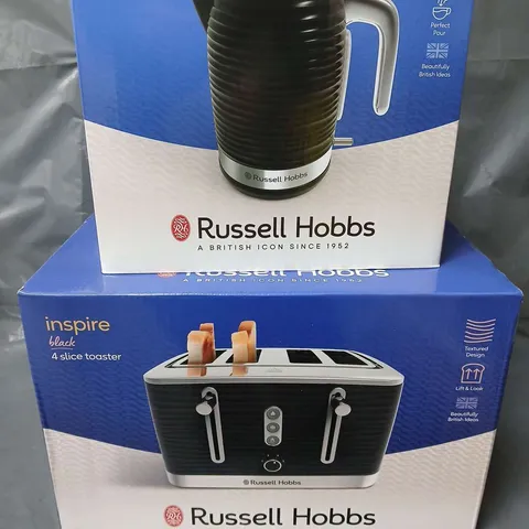 BOXED RUSSELL HOBBS INSPIRE BLACK KETTLE & TOASTER BUNDLE