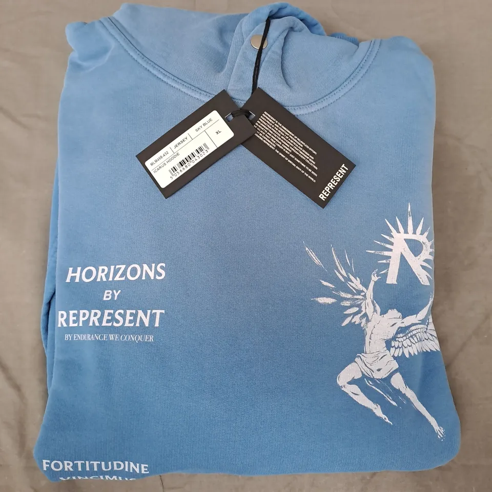 REPRESENT ICARUS HOODIE IN BLUE SIZE XL