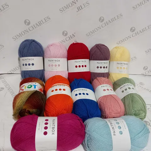 12 X BALLS OF YARN TO INCLUDE PAINTBOX YARNS & RIOT DOUBLE KNITTING