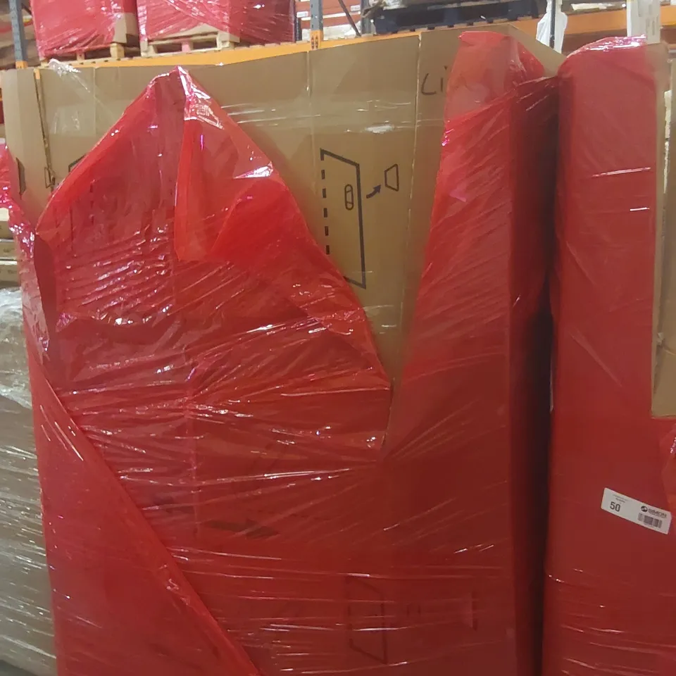 PALLET CONTAINING A LARGE QUANTITY OF ASSORTED ITEMS INCLUDING: HULKEN LARGE SHOPPING TROLLEY, LEXMARK PRINTER CARTRIDGE, DECORATIVE WALL CLOCK ECT