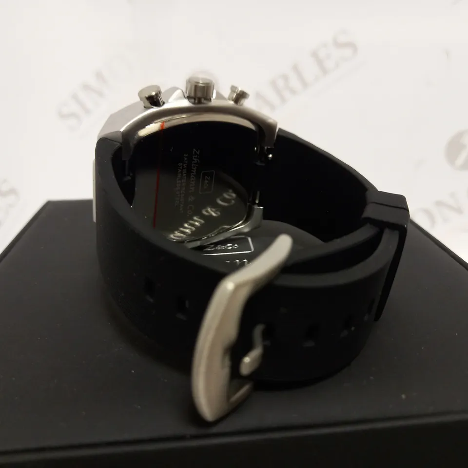 ZIHLMANN & CO TRIPLE DIAL STUD DETAIL RUBBER STRAP WATCH