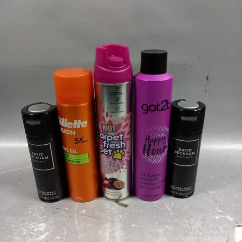 APPROXIMATELY 20 ASSORTED AEROSOLS TO INCLUDE GOT2B HAIRSPRAY, DAVID BECKHAM BODYSPRAY, CARPET FRESHENER ETC - COLLECTION ONLY 