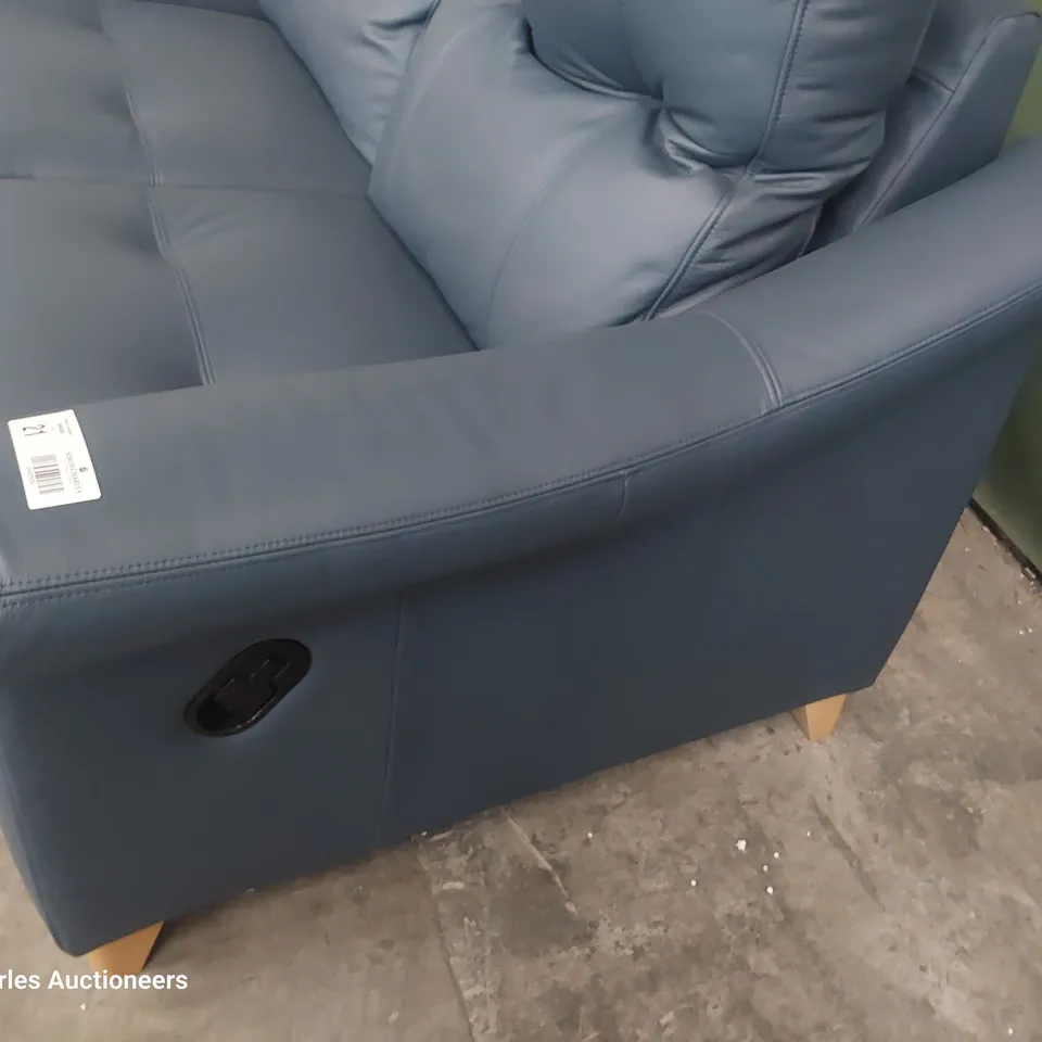 QUALITY BRITISH DESIGNER G PLAN RILEY MANUAL RECLINING TWO SEATER SOFA CAMBRIDGE NAVY LEATHER 