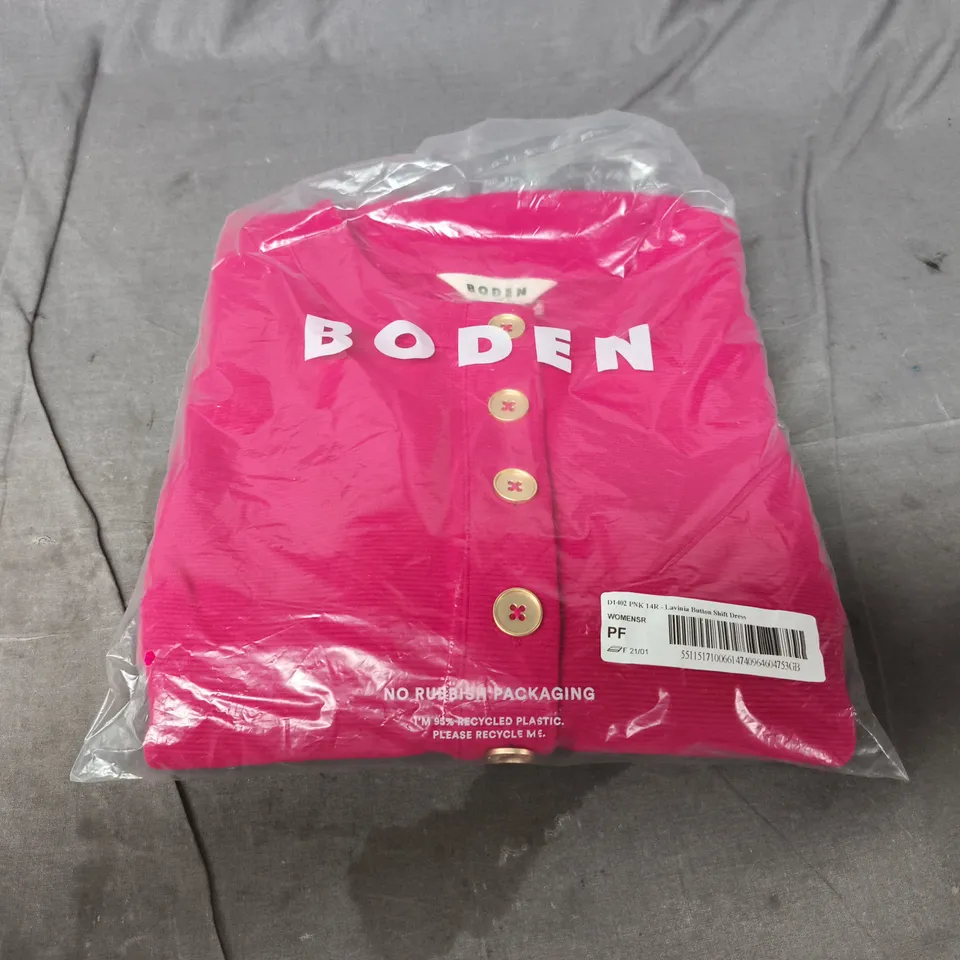 BODEN LAVINIA BUTTON SHIFT DRESS – PINK, UK 14R