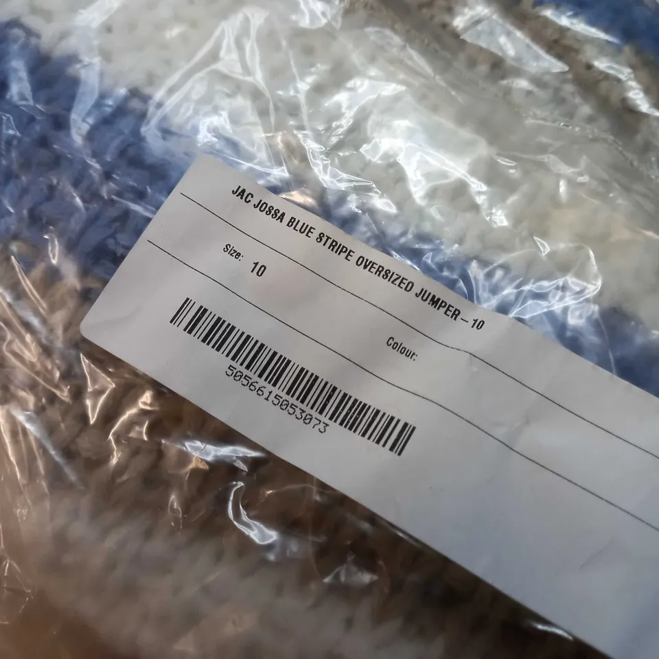PACKAGED INTHESTYLE BLUE STRIPE OVERSIZED JUMPER - SIZE 10
