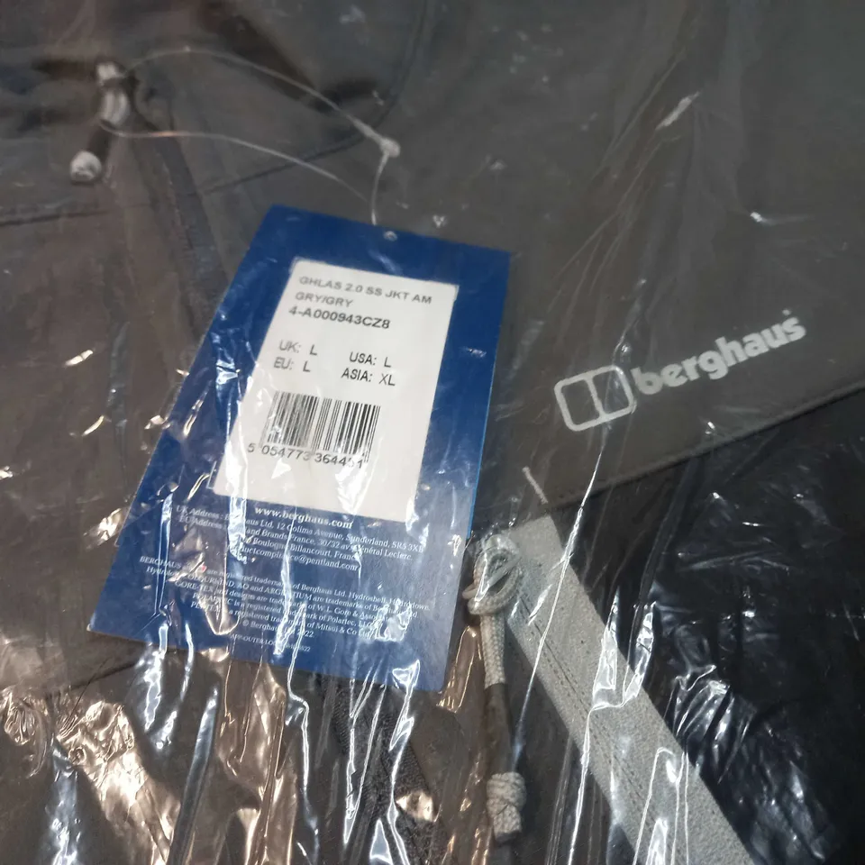 BERGHAUS GREY FLEECE LINED SHELL JACKET - LARGE