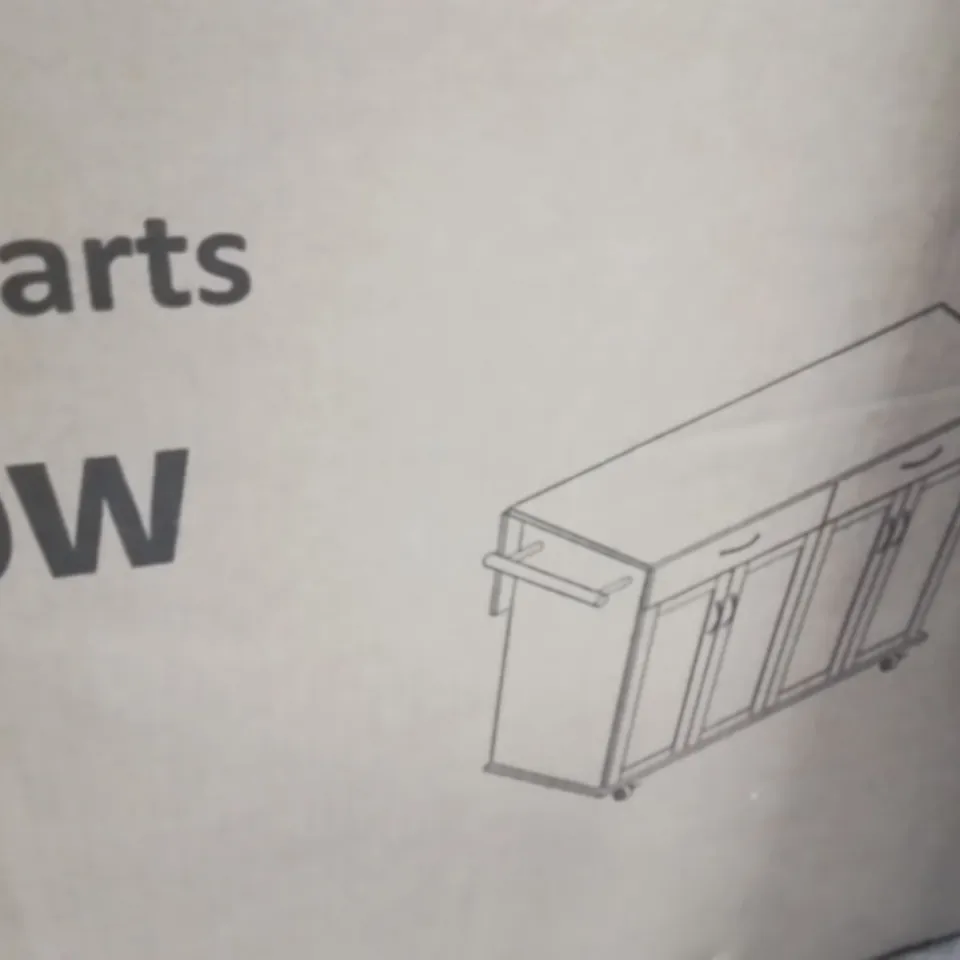 BOXED RUHMA WOOD KITCHEN ISLAND WHITE 2 BOXES