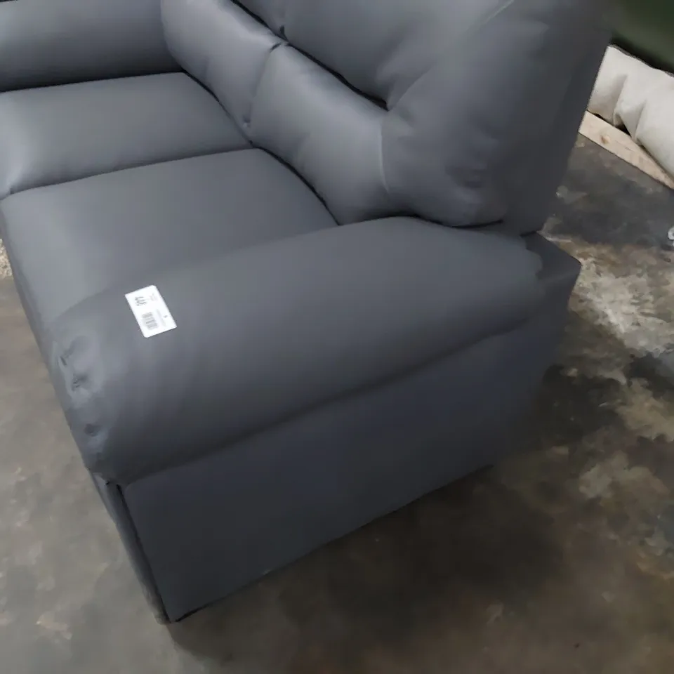 DESIGNER TWO SEATER SOFA GREY LEATHER 