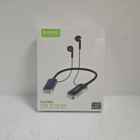 MAXMATE WIRELESS NECKBAND HEADPHONES – BOXED, UP TO 48H TALK TIME