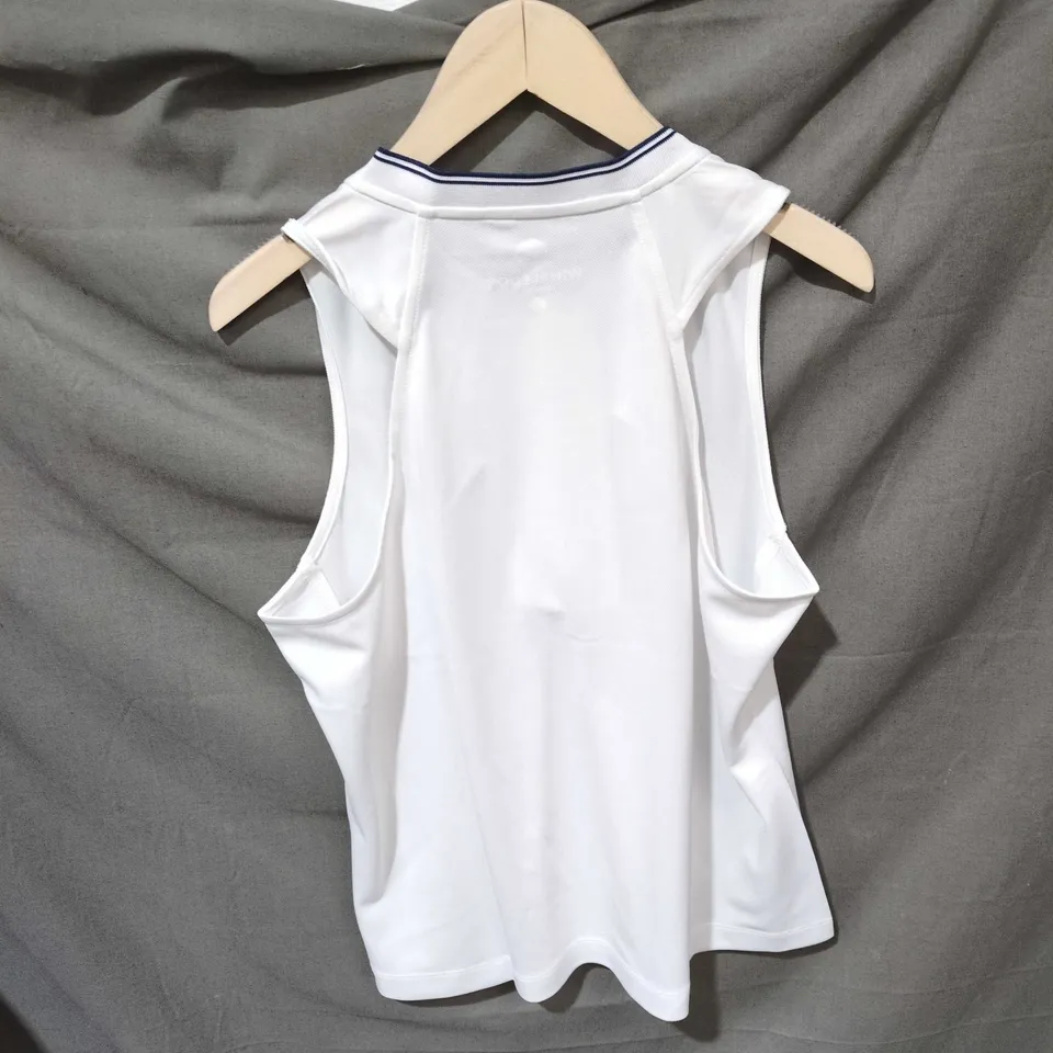 WIMBLEDON OFFICIAL PRODUCT WHITE SLEEVELESS TENNIS TOP – WOMEN'S SPORTS TOP SIZE LARGE