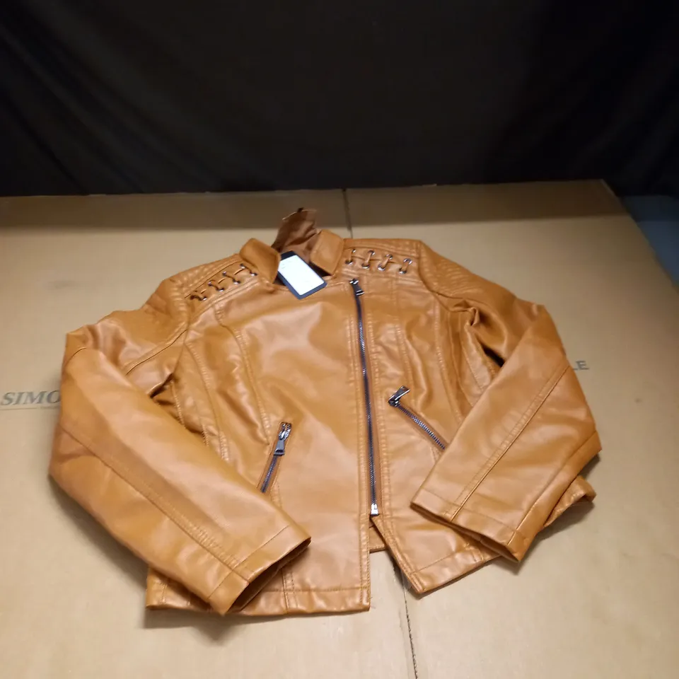 FAUX LEATHER JACKET WOMEN ZIPPER MOTORCYCLE BIKER SLIM FIT SIZE SMALL