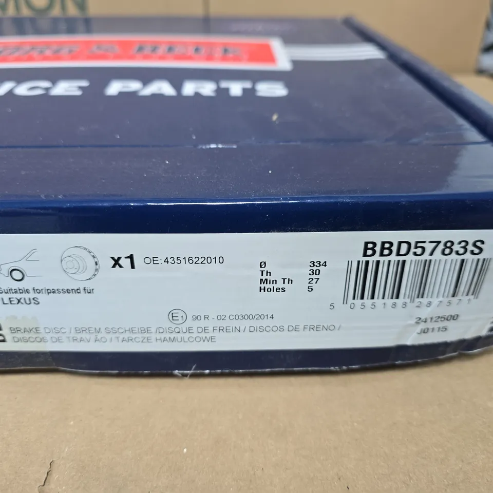 BORG & BECK BRAKE DISC FOR LEXUS – BBD5783S