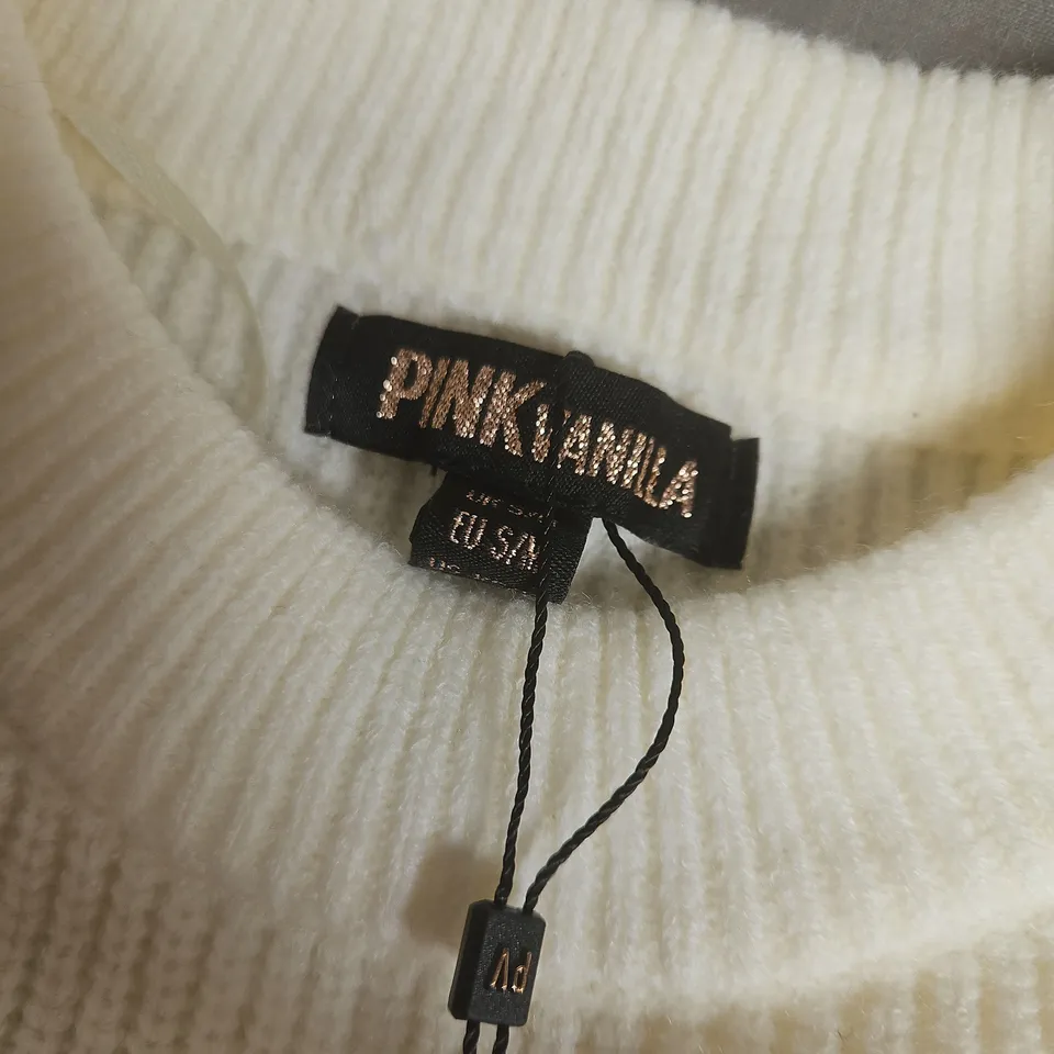 PINK VANILLA CREW NECK STRIOE JUMPER IN CREAM/BLACK - UK S/M