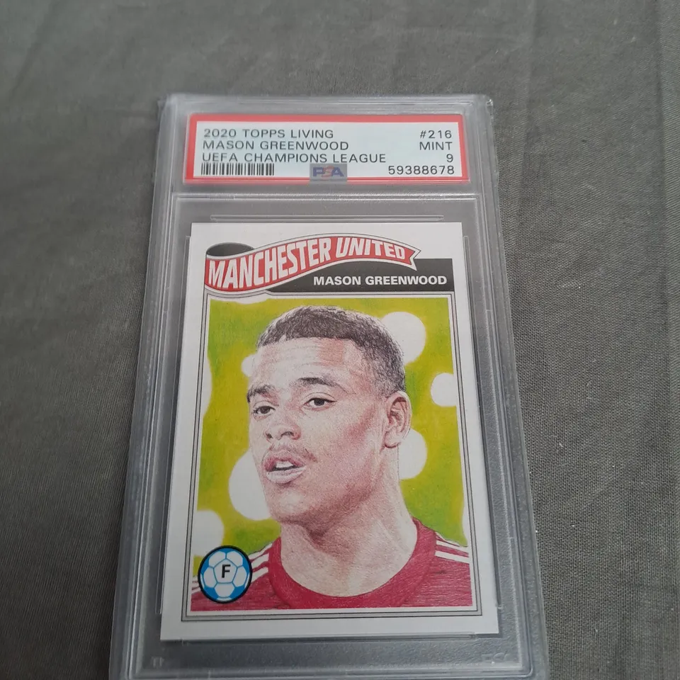 MASON GREENWOOD 2020 TOPPS LIVING  UEFA CHAMPIONS LEAGUE - #216 MINT RARE TRADING CARD - PSA 9 