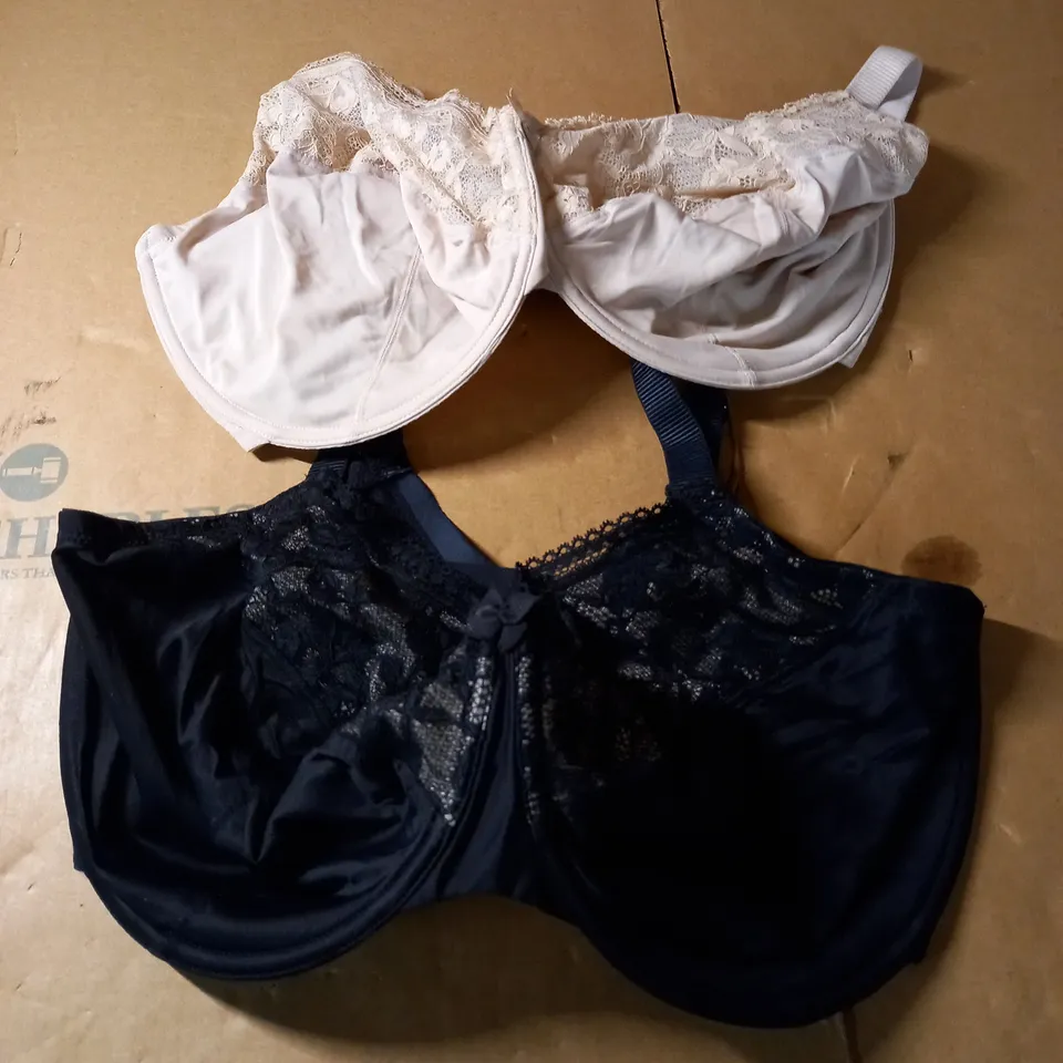 PACK OF 2 M&S FULL CUP BRAS - BLACK/CREAM SIZE 36H