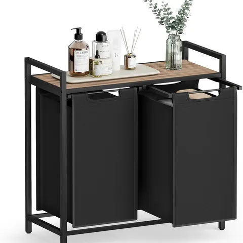 BOXED VASAGLE LAUNDRY BASKET, 2-COMPARTMENT LAUNDRY HAMPER