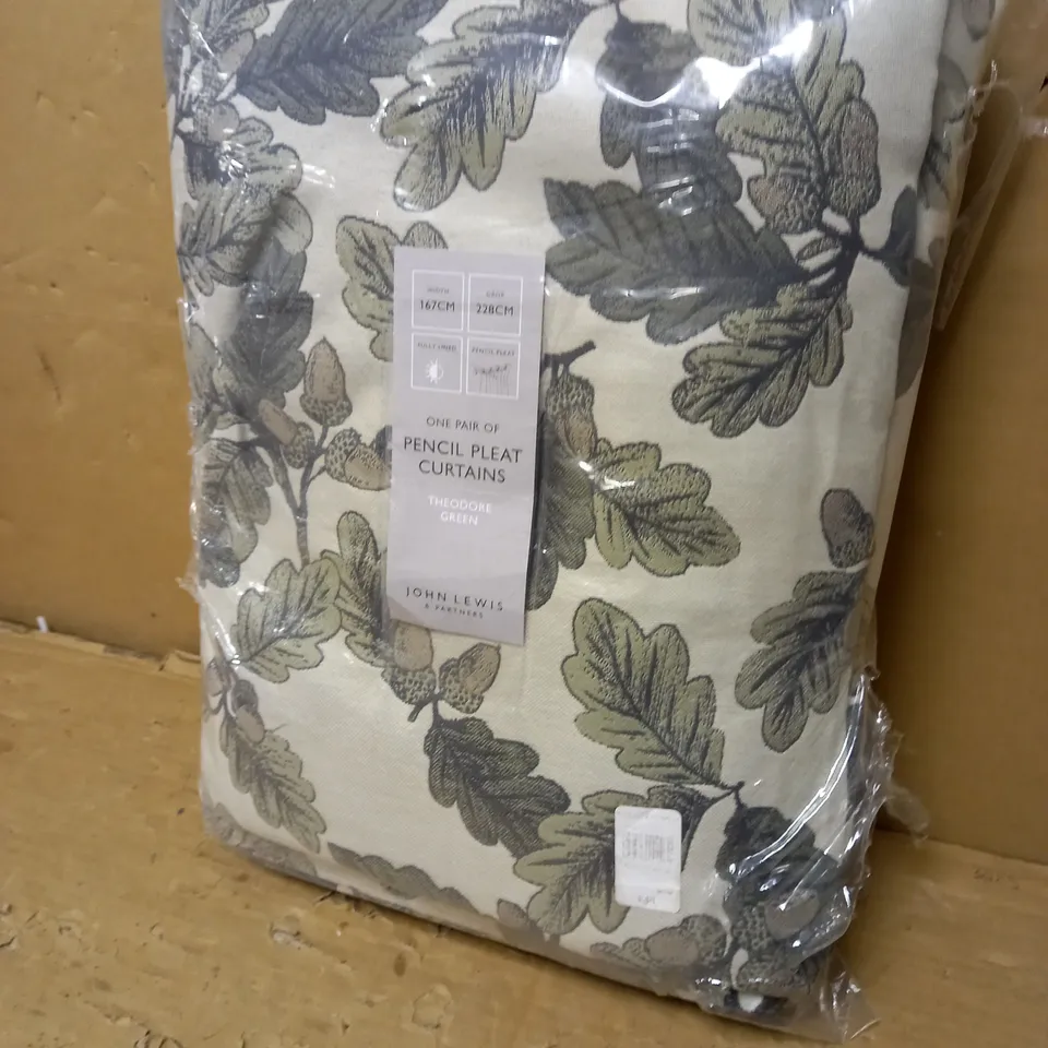 JOHN LEWIS PENCIL PLEAT THEODORE GREEN CURTAINS