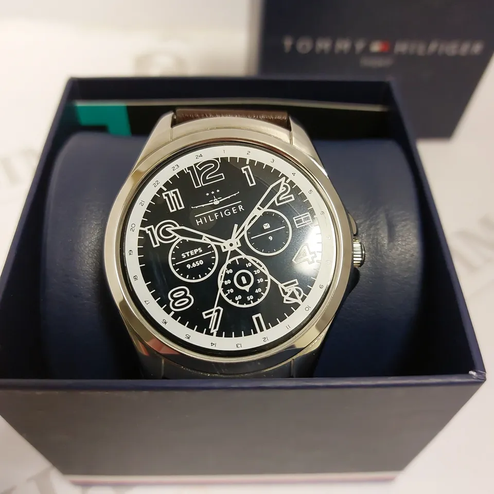 BOXED TOMMY HILFIGER BROWN STRAP SMART WATCH