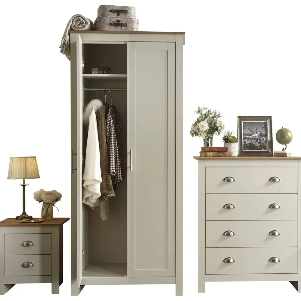 BOXED GFW LANCASTER CREAM 3 PIECE BEDROOM FURNITURE SET (4 BOXES)