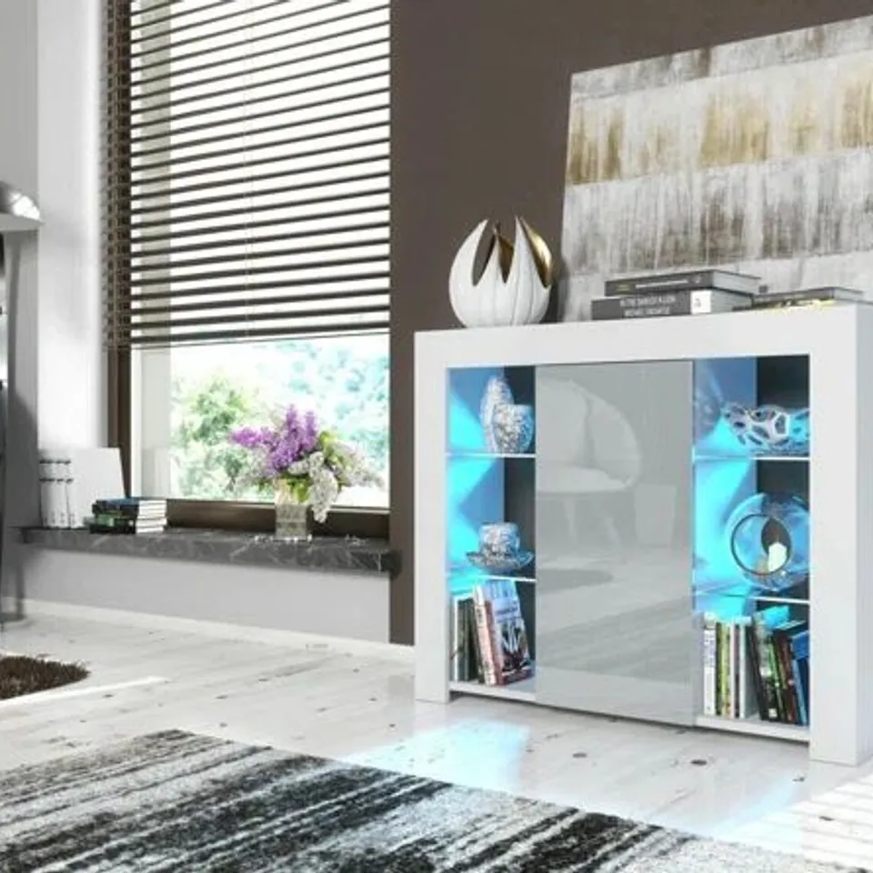 BOXED AMALIYAH ENTERTAINMENT UNIT FOR TV's WHITE/GREY(2 BOXES)