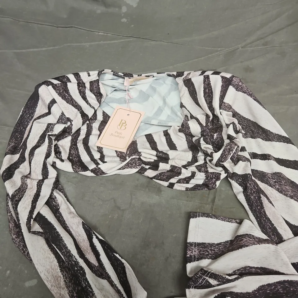 PINK BOUTIQUE BROWN ZEBRA PRINT TOP - 14
