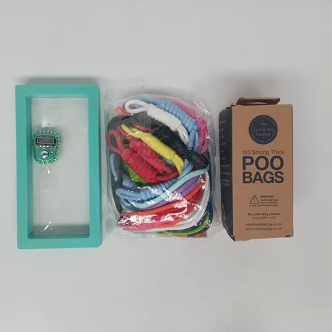 APPROXIMATELY 10 ASSORTED HOUSEHOLD ITEMS TO INCLUDE POO BAGS, ETC