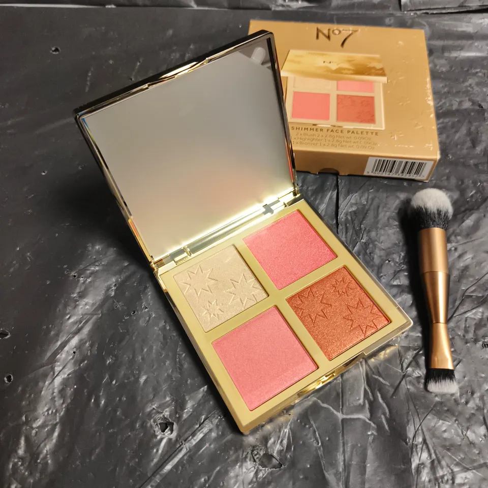 NO7 SHIMMER FACE PALETTE – 4-PAN MAKEUP PALETTE WITH BRUSH