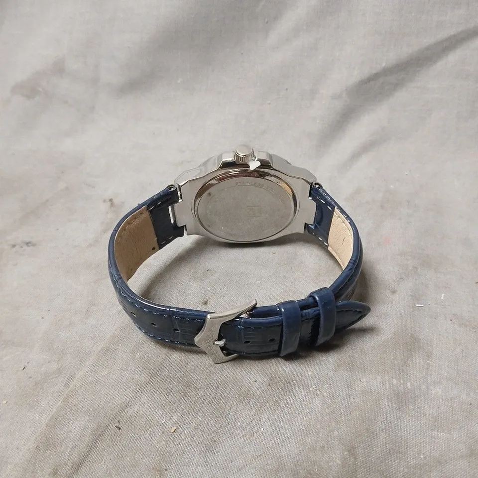 FRANK SCHMIDT WRISTWATCH – BLUE DIAL, BLUE LEATHER STRAP, BOXED