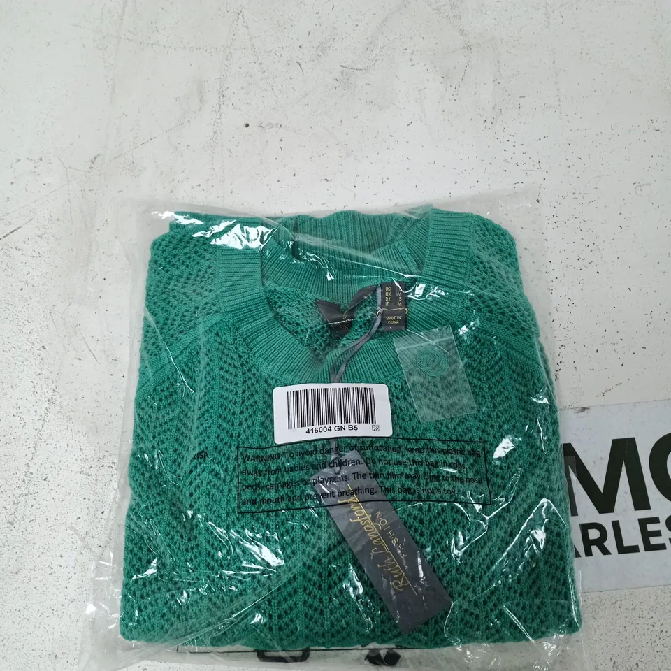 RUTH LANGSFORD FASHION GREEN KNIT CARDIGAN, UK M