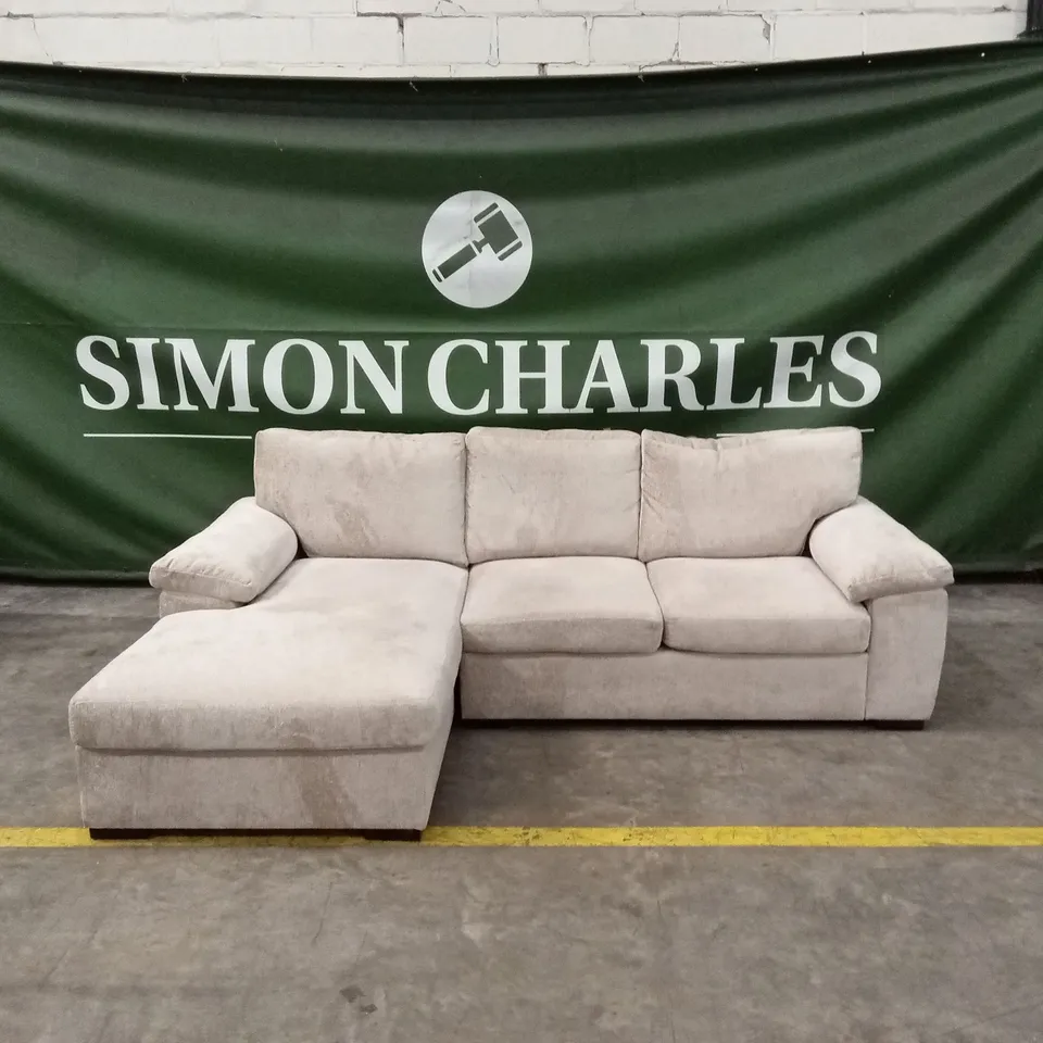 SALERNO STANDARD BACK FABRIC LEFT HAND 3 SEATER CHAISE SOFA - NATURAL RRP £999