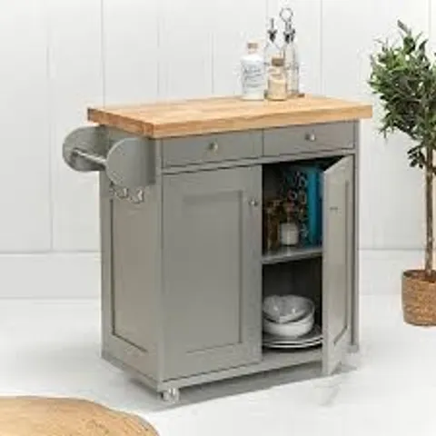 BOXED LPD HOME PORTLAND KITCHEN ISLAND TROLLEY - GREY (1 BOX)