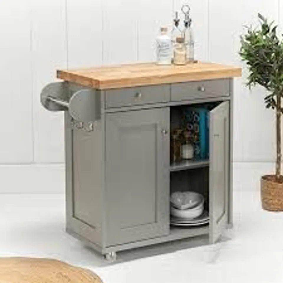 BOXED LPD HOME PORTLAND KITCHEN ISLAND TROLLEY - GREY  (1 BOX)
