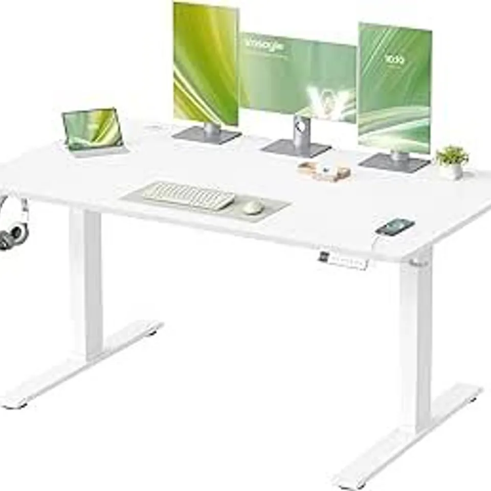BOXED VASAGLE ELECTRIC STANDING DESK WITH USB C PORT AND CABLE TRAY - MATTE WHITE