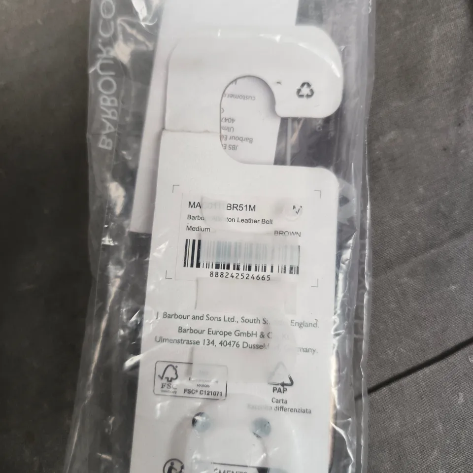 BARBOUR LEATHER BELT – BROWN, MEDIUM (BR51M)