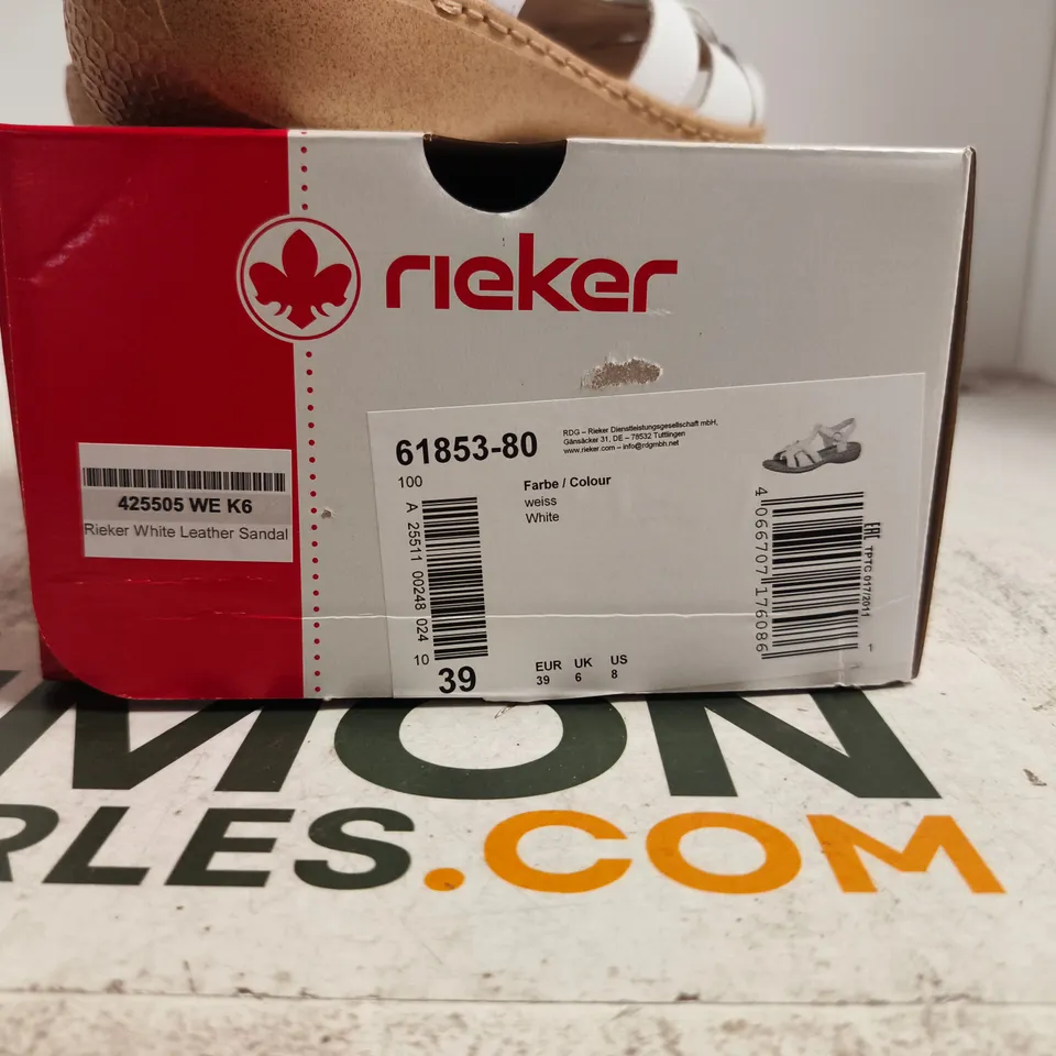RIEKER WHITE LEATHER SANDALS – WOMEN’S, UK 6 (EU 39)