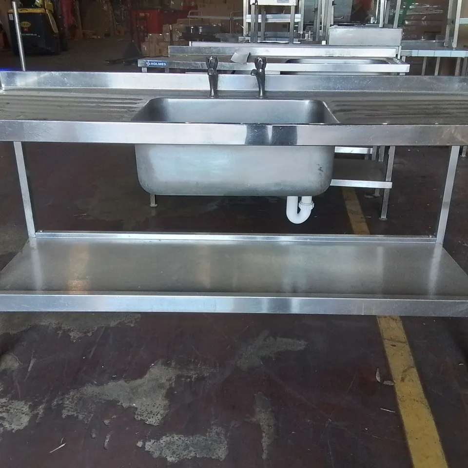 LARGE STAINLESS STEEL INDUSTRIAL WASH BASIN AND DOUBLE DRAINAGE BOARD 