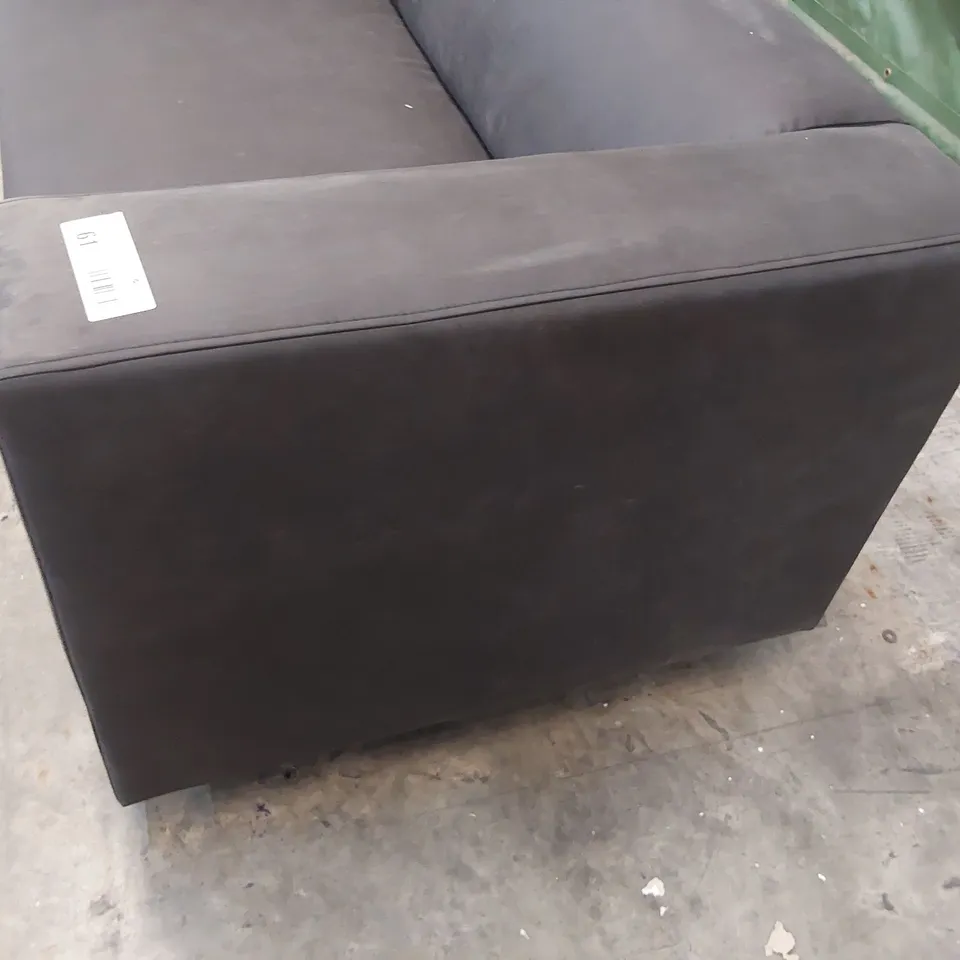 DESIGNER MINIMALISTIC TWO SEATER SOFA BLACK FAUX LEATHER 