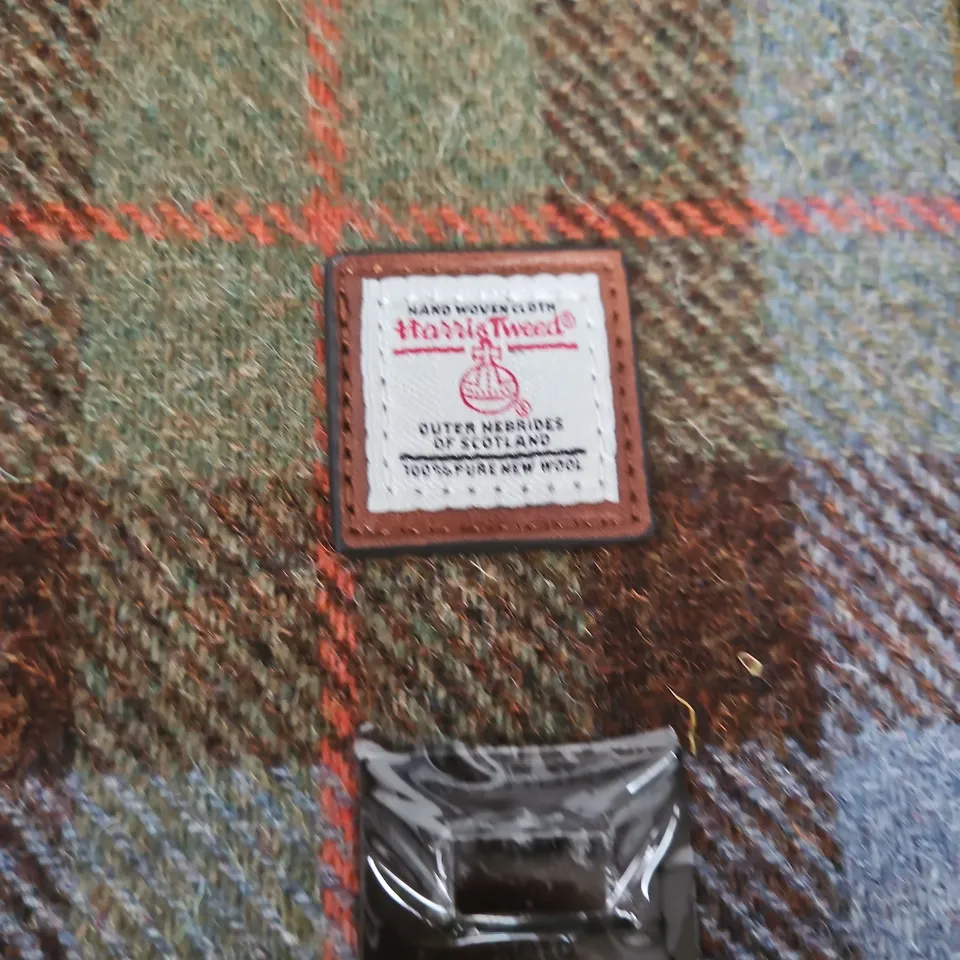 ISLANDER HARRIS TWEED BAG WITH TARTAN FLAP AND BROWN LEATHER BODY