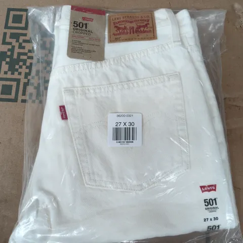 BAGGED LEVIS 501 CROPPED JEANS IN WHITE - 27X30