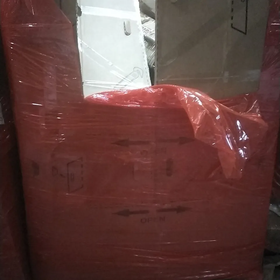 PALLET OF ASSORTED ITEMS TO INCLUDE; TV WALL MOUNT, UMBRELLA