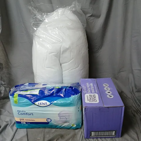 CAGE OF APPROXIMATELY 10 ASSORTED ITEMS TO INCLUDE SUPPORT PILLOW, BABY WIPES, TENA COMFORT ETC