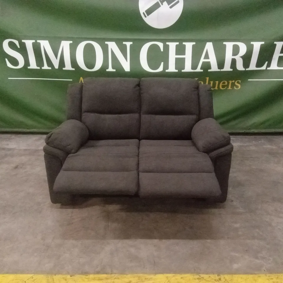 ALBION FABRIC 2 SEATER HIGH BACK MANUAL RECLINER SOFA - CHARCOAL RRP £579