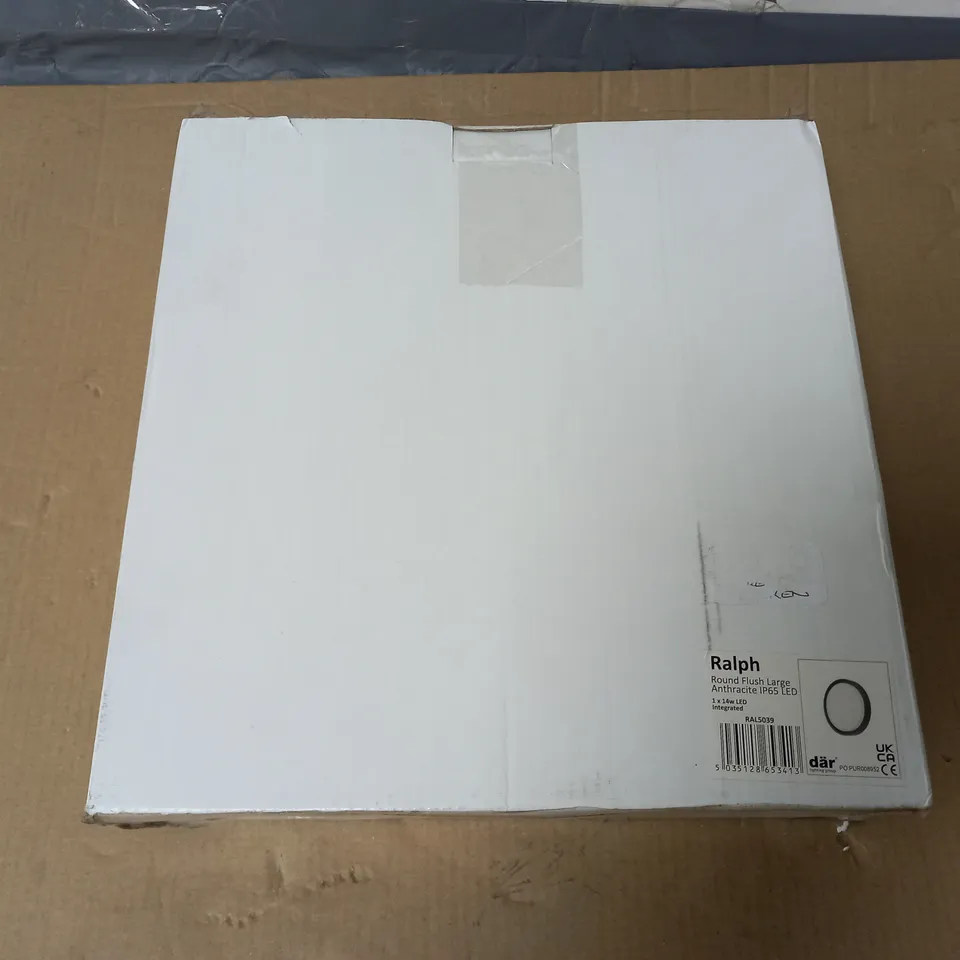 BOXED DAR LIGHTING RALPH ROUND FLUSH LARGE LIGHT IN ANTHRACITE IP65 LED